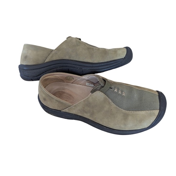 Keen Slip On Shoes Women 9 Green Nubuck Leather Loafers Gorpcore Comfort Casual - Picture 5 of 7